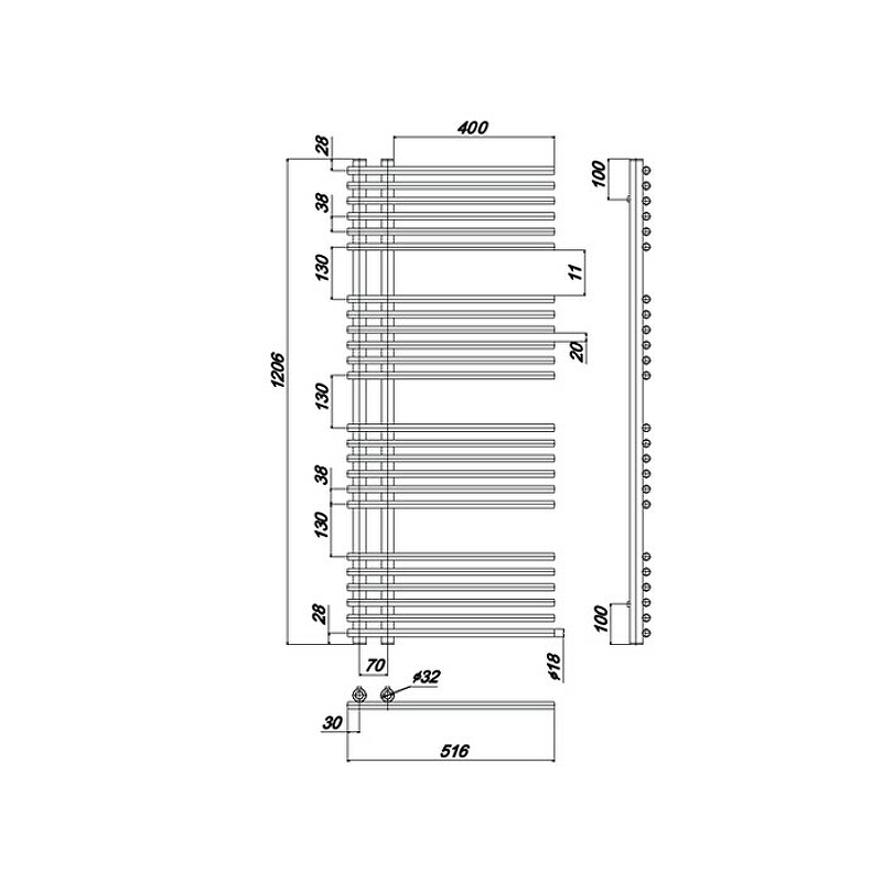 Водяной полотенцесушитель Ravak Style 50х120 X04000083673 Хром от магазина ЛесКонПром.ру