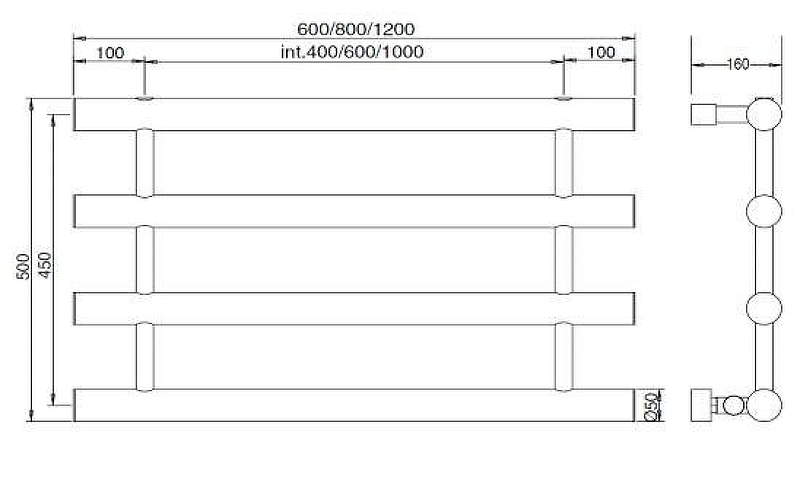 Водяной полотенцесушитель Margaroli Orizzonti 14426004CR Хром от магазина ЛесКонПром.ру