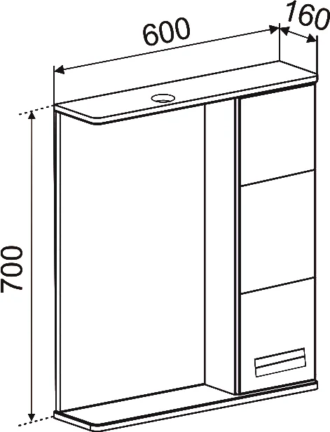 Зеркало Emmy Монтана 60 R, с подсветкой от магазина ЛесКонПром.ру