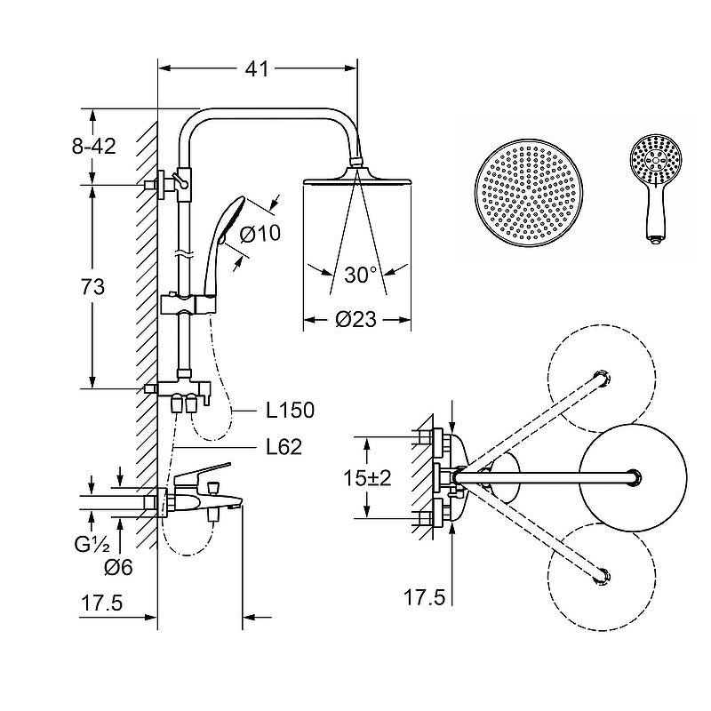 Душевая система Laguraty 7005 Черный от магазина ЛесКонПром.ру