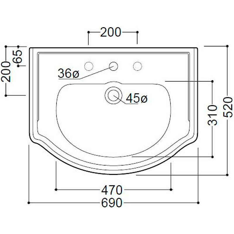 Раковина Kerasan Retro 69 104601*1 Белая от магазина ЛесКонПром.ру
