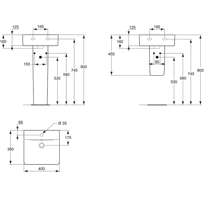 Раковина Ideal Standard Connect Cube 40 E803301 Euro White от магазина ЛесКонПром.ру
