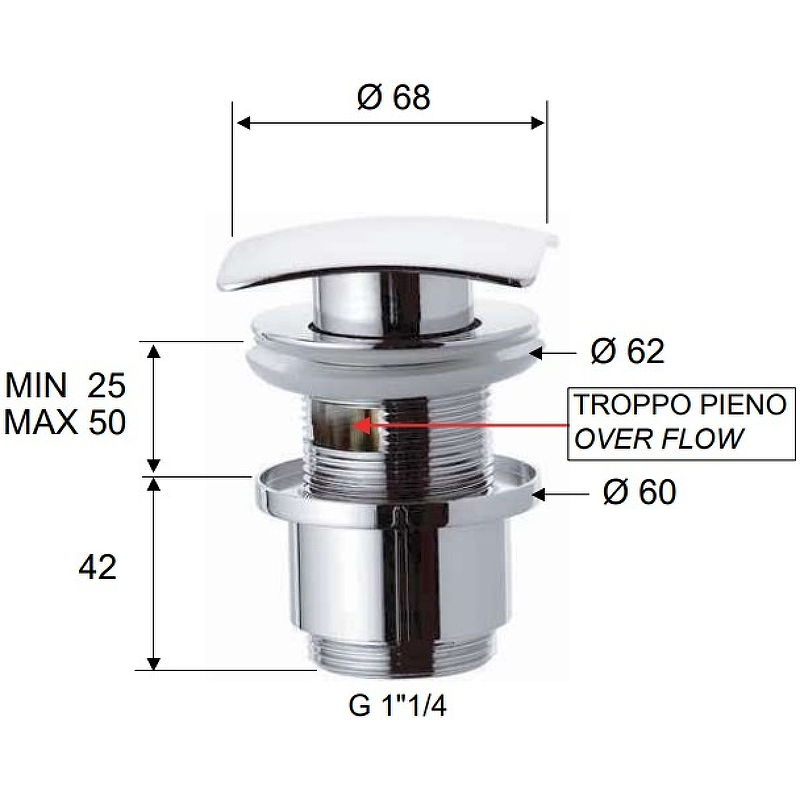 Донный клапан Remer 905SCC2114 click-clack Хром от магазина ЛесКонПром.ру