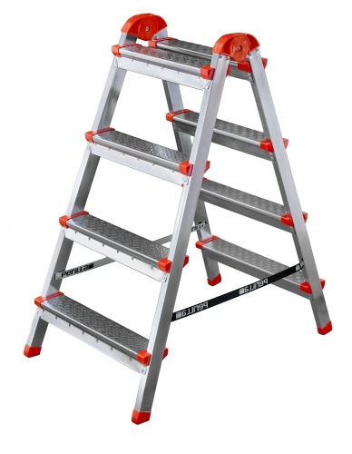 Стремянка двухсторонняя стальная оцинкованная  PERILLA 4 ступени   (арт.122404) от магазина ЛесКонПром.ру