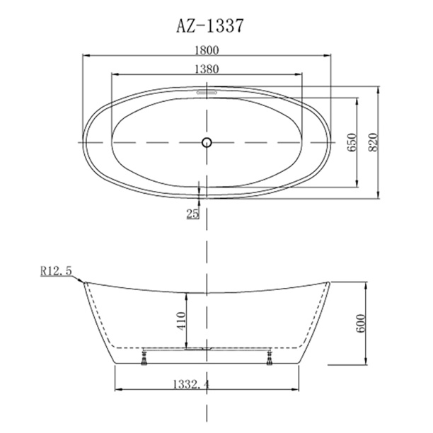 Акриловая ванна 1ACReal Алекса 170x75 см от магазина ЛесКонПром.ру