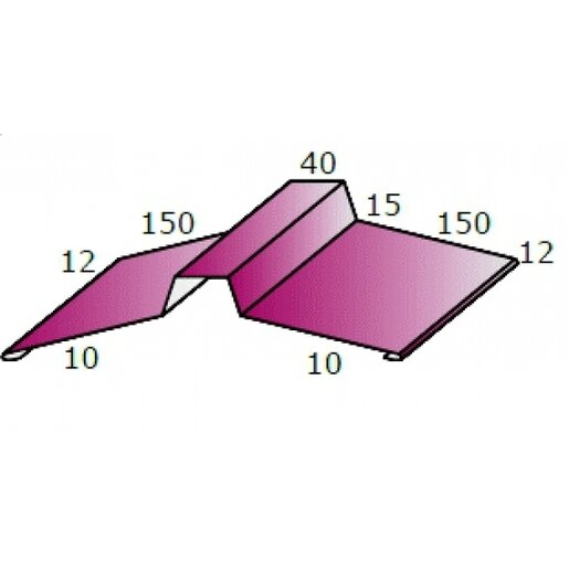 Планка конька плоского МЕТАЛЛ ПРОФИЛЬ 150х150х2000х0,5 мм PE RAL 3005 от магазина ЛесКонПром.ру