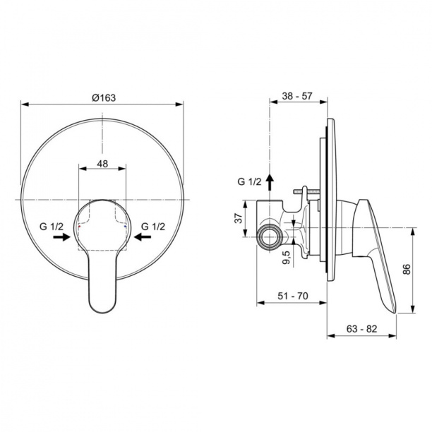 Гигиенический душ Ideal Standard Alpha встраиваемый хром от магазина ЛесКонПром.ру