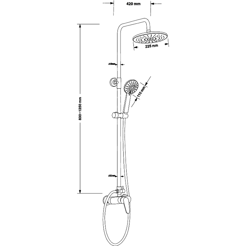 Душевая система ESKO ST1200 Хром от магазина ЛесКонПром.ру