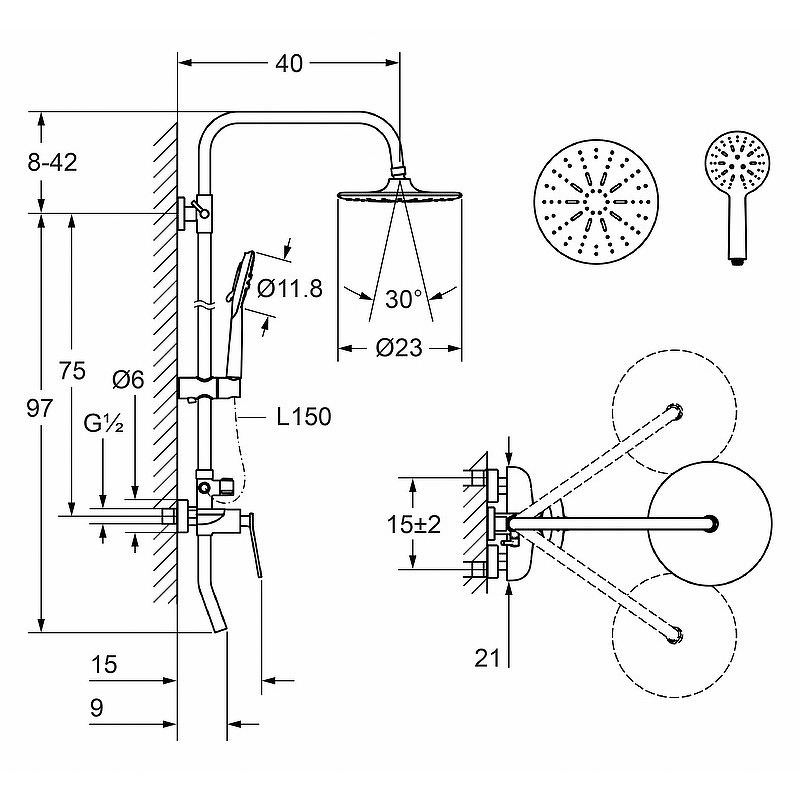Душевая система Laguraty 17057 Черный от магазина ЛесКонПром.ру