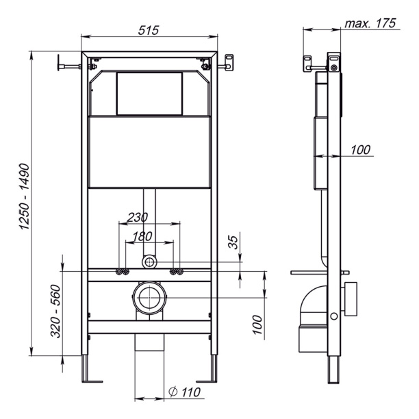 Инсталляция для унитаза SOLE без кнопки от магазина ЛесКонПром.ру