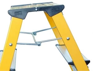 Стремянка алюминиевая двухсторонняя Krause Rolly 2х2 ступени желтая (арт. 130044) от магазина ЛесКонПром.ру