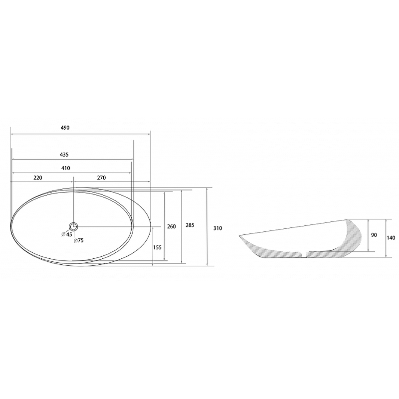 Раковина-чаша Abber Bequem 49 AC2107BS Черный матовый Серебро от магазина ЛесКонПром.ру