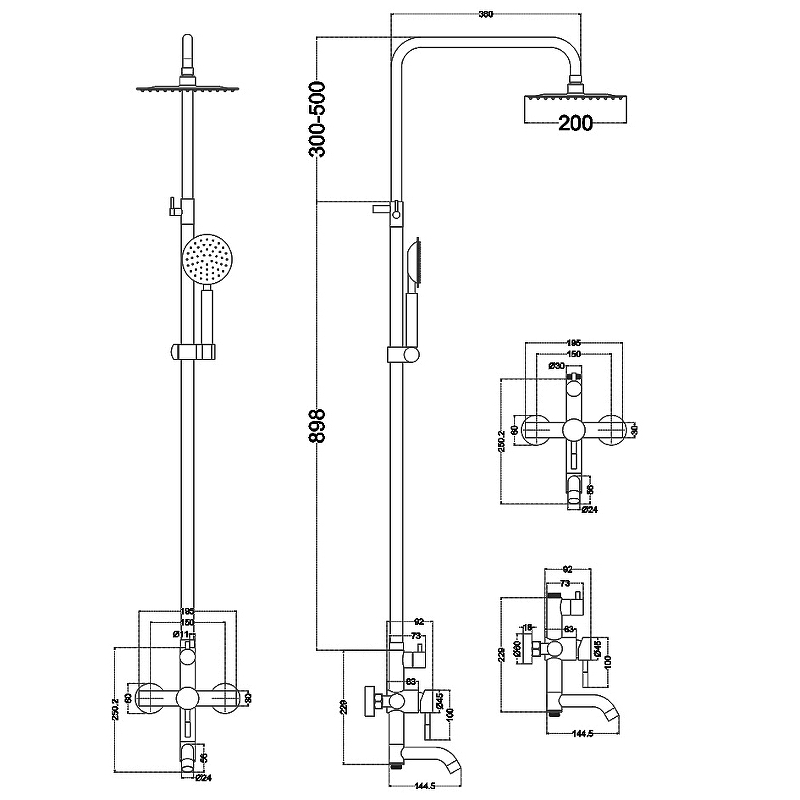 Душевая система Melana Tondo F610107 Сатин от магазина ЛесКонПром.ру