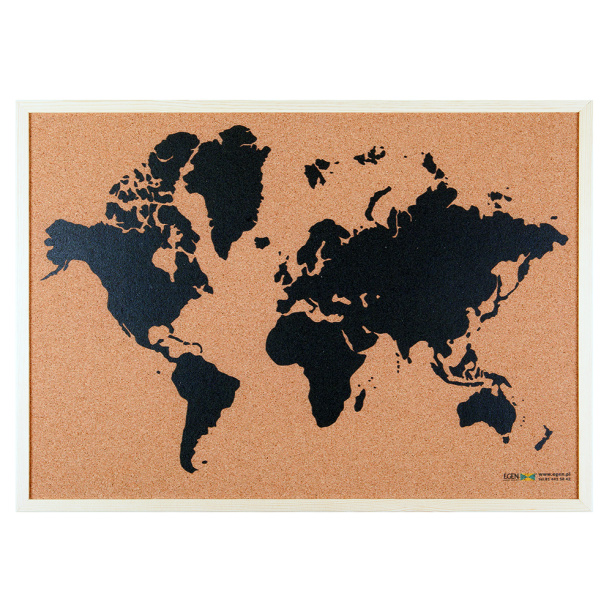 Пробковая доска 70х50 см Континенты от магазина ЛесКонПром.ру