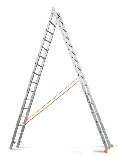 Двухсекционная алюминиевая лестница КЛАССИК 2х16 ступеней Эйфель от магазина ЛесКонПром.ру