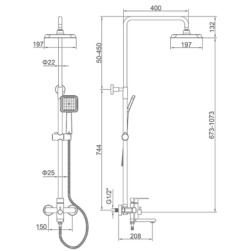 Душевая система Accoona A8395 Хром от магазина ЛесКонПром.ру