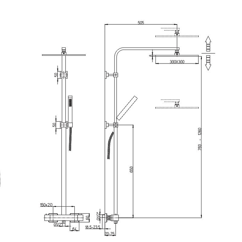 Душевая система Paini Dax 84CR689THSQ4P1 Хром от магазина ЛесКонПром.ру