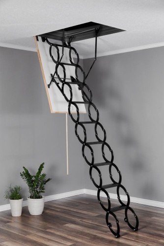 Чердачная лестница ножничного типа NOZYCOWE METAL TERMO  с люком 60Х80, H 290 см OMAN от магазина ЛесКонПром.ру