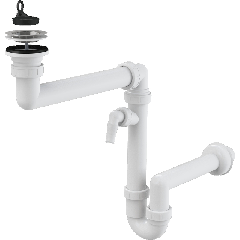 Сифон для кухонной мойки Alcaplast A870P-DN40 Белый от магазина ЛесКонПром.ру