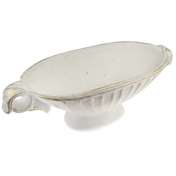 Ваза Лодочка белая бронза 15х17х13 см от магазина ЛесКонПром.ру