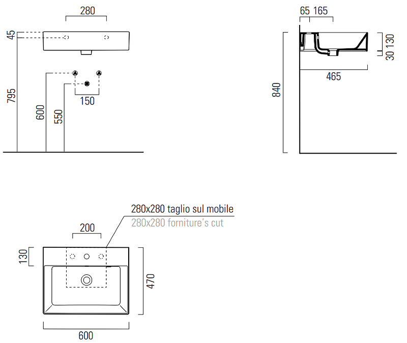 Раковина GSI Kube X 60 9431111 Белая от магазина ЛесКонПром.ру