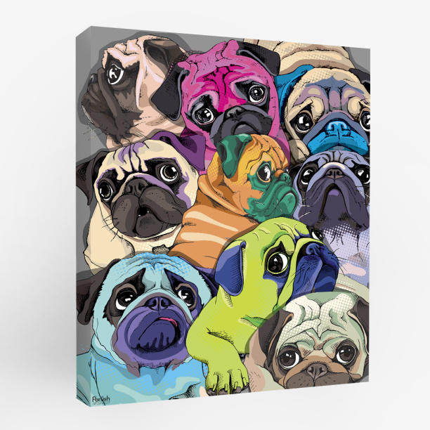 Канвас 40х50 см Мопсы от магазина ЛесКонПром.ру