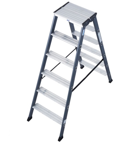 Стремянка алюминиевая анодированная Krause Sepro D 2х6 ступеней (арт. 125835) от магазина ЛесКонПром.ру