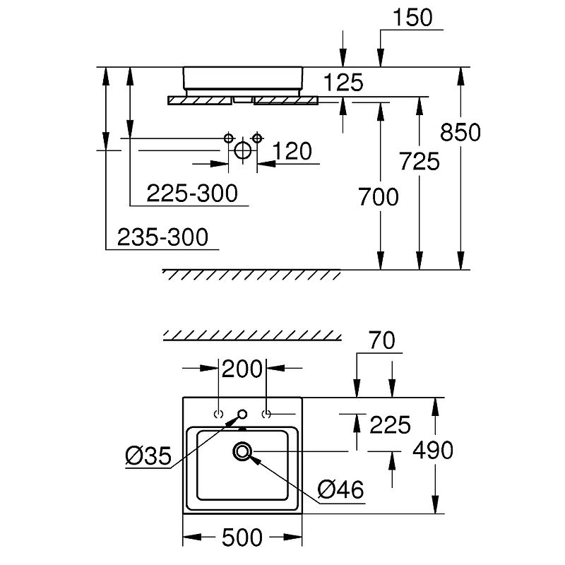 Раковина Grohe Cube Ceramic 50 3947800H Альпин-белая от магазина ЛесКонПром.ру