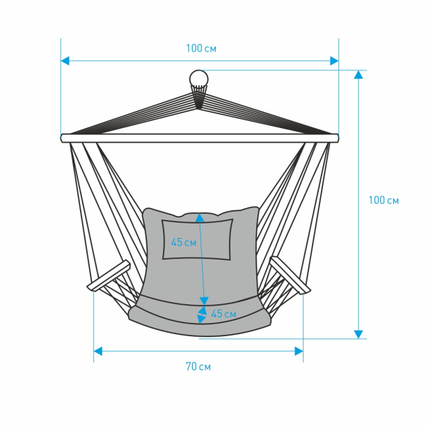 Подвесное кресло 100х50 см с подушкой от магазина ЛесКонПром.ру