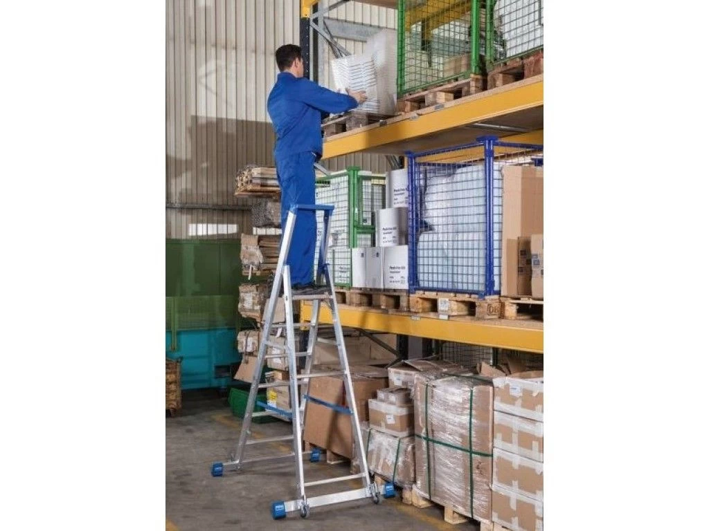 Стремянка алюминиевая Krause Stabilo с траверсой 8 ступеней (арт. 127327) от магазина ЛесКонПром.ру