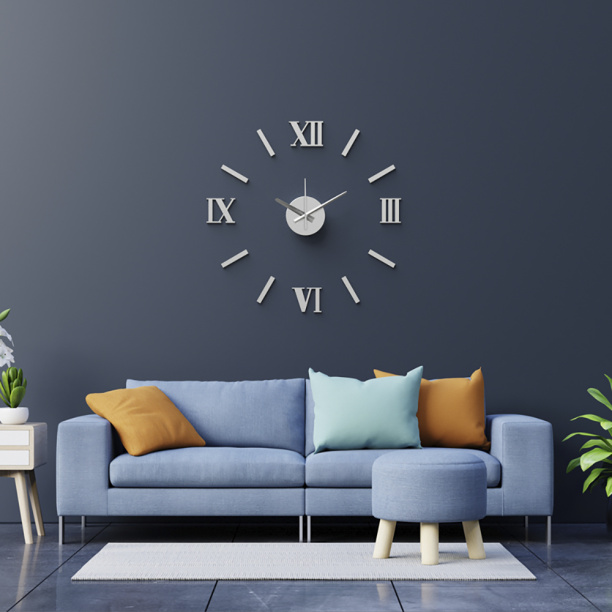 Часы-наклейки d60 см матовый хром от магазина ЛесКонПром.ру