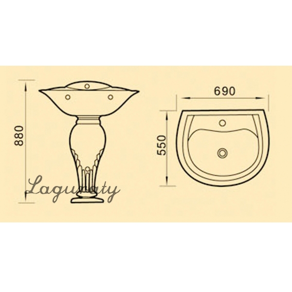 Раковина Laguraty 69 0766B Белая от магазина ЛесКонПром.ру