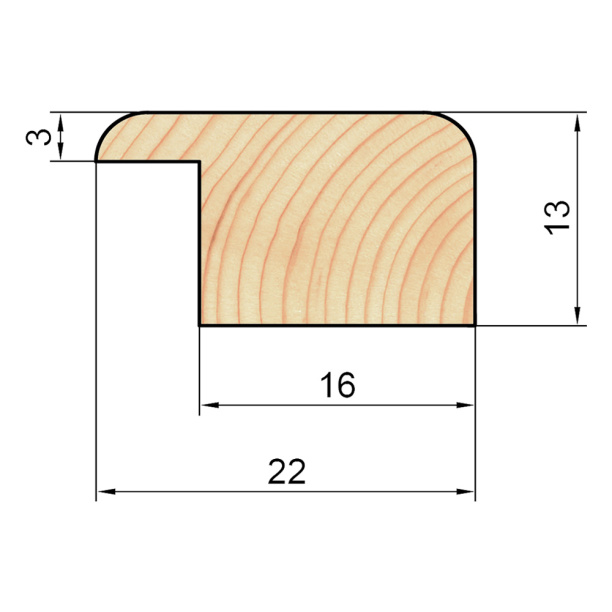 Профиль окантовочный 13х22х2100/2200 мм сосна сращенная от магазина ЛесКонПром.ру