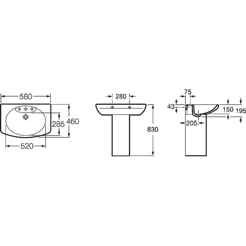 Раковина Roca Dama Senso 58 327512000 Белая от магазина ЛесКонПром.ру