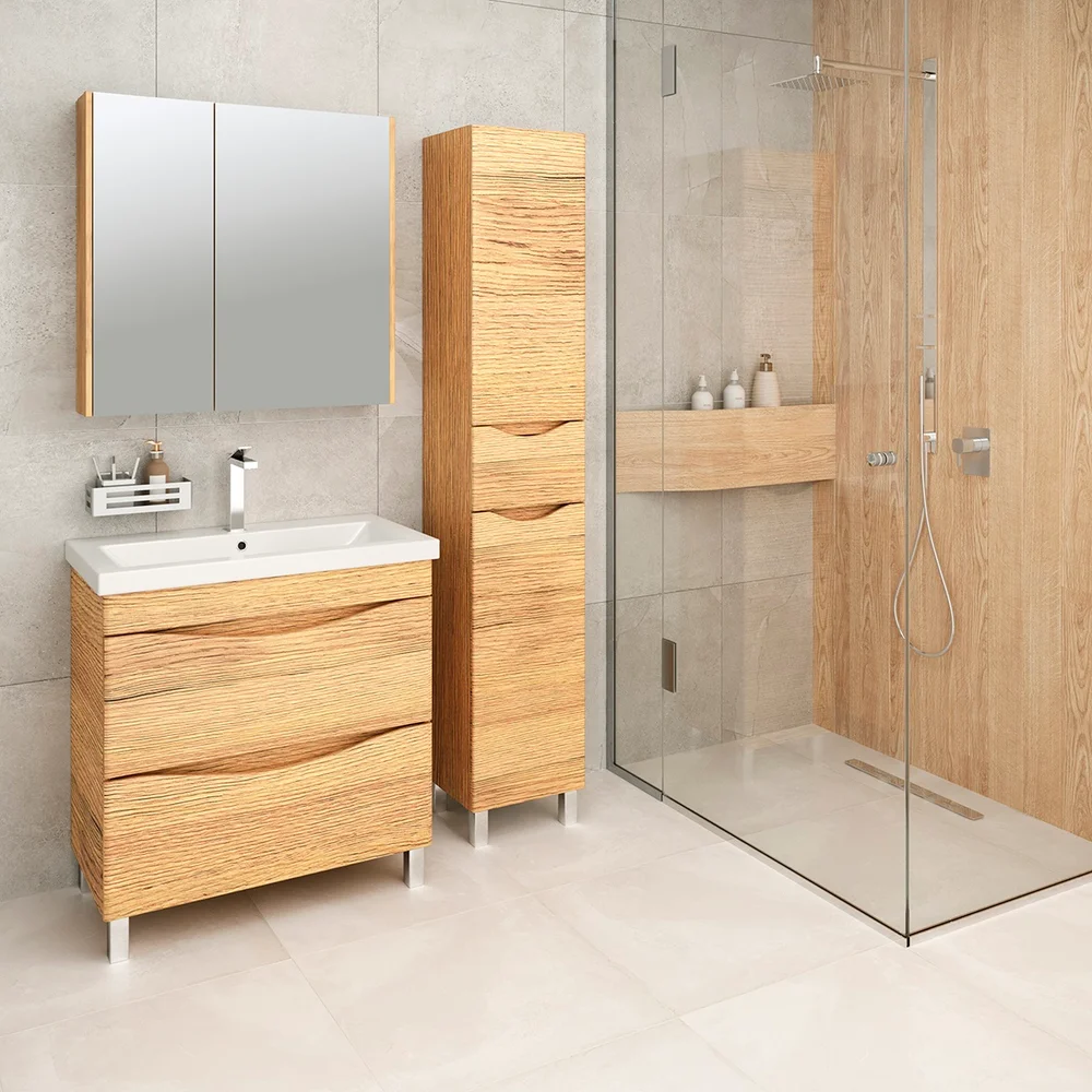 Зеркало-шкаф Emmy Дакота 70 рустик соломенный от магазина ЛесКонПром.ру