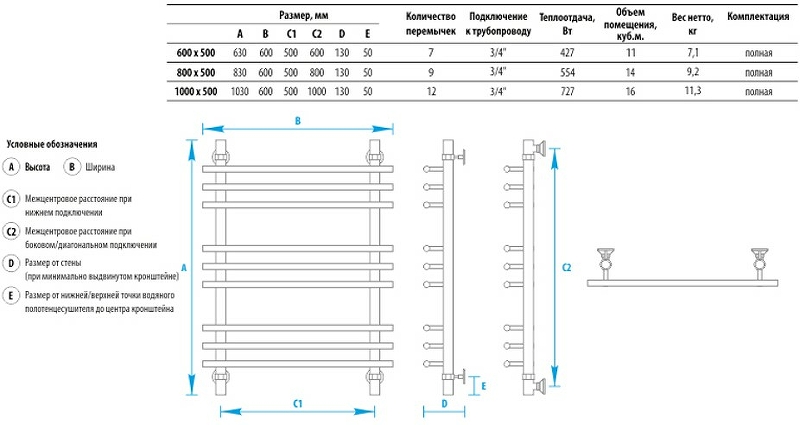 Водяной полотенцесушитель Energy Ideal 800х500 EWTRIDEAL0805000000 Хром от магазина ЛесКонПром.ру