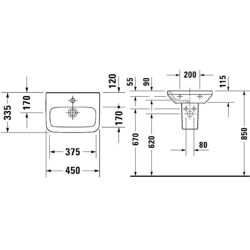 Раковина Duravit Durastyle 45 0708450000 Белая от магазина ЛесКонПром.ру