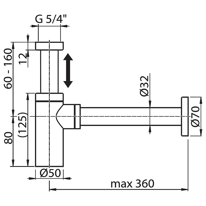 Сифон для раковины Ravak X01747 Черный матовый от магазина ЛесКонПром.ру