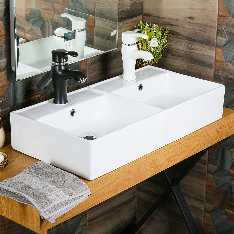 Раковина Melana 83 MLN-7063BDB двойная Белая от магазина ЛесКонПром.ру