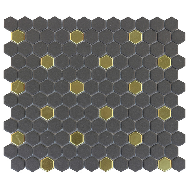 Мозаика NEODECO TX18TDK19 керамогранит серая золото 30х26х0,6 см от магазина ЛесКонПром.ру