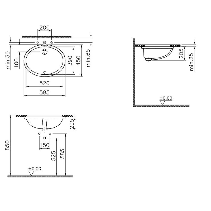 Раковина Vitra Arkitekt 59 6069B003-0012 Белая от магазина ЛесКонПром.ру