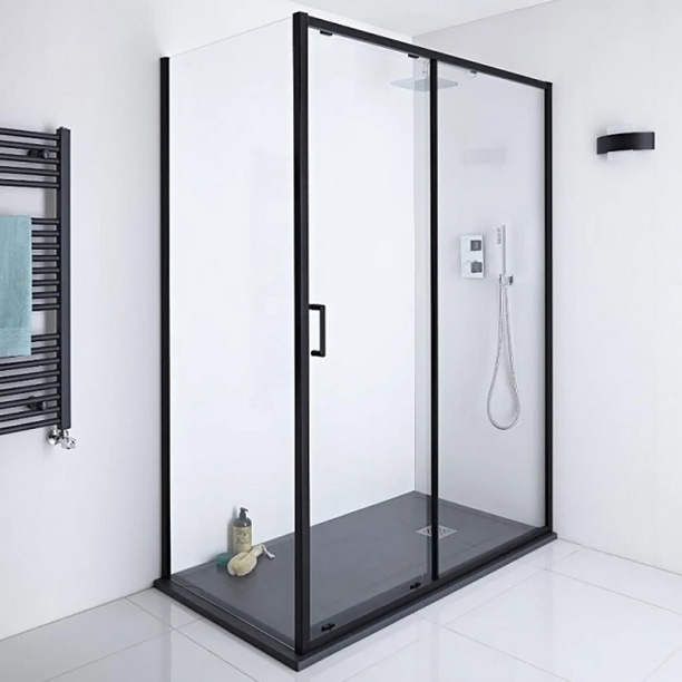 Душевая дверь FLUMEN Sangro 110х195 см черный профиль от магазина ЛесКонПром.ру