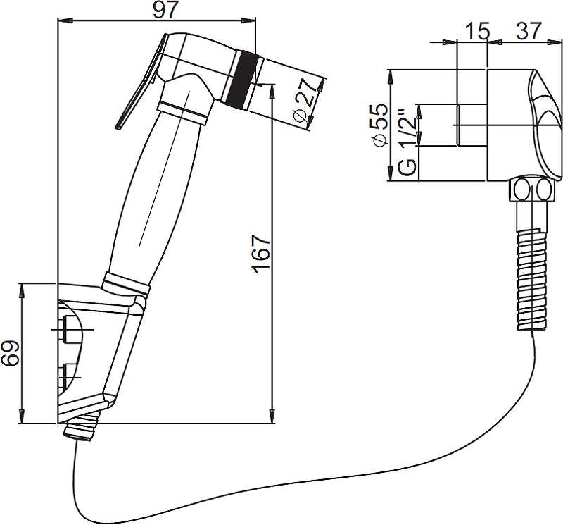 Гигиенический душ Paini Aria 53CR174KIT Хром от магазина ЛесКонПром.ру