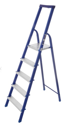 Стремянка стальная окрашенная с алюминиевыми ступенями STAIRS 5 ступеней (арт. CS 05 LX) от магазина ЛесКонПром.ру