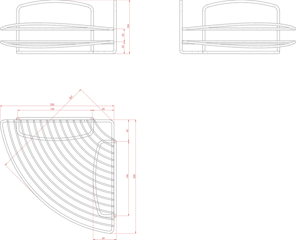 Полка Metaltex Onda 46.02.01 угловая, серебро от магазина ЛесКонПром.ру