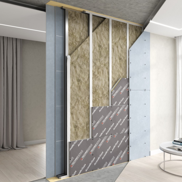 Гипсокартон высокопрочный с мембраной TechnoSonus АкустикГипс М1 1200x590x17 мм от магазина ЛесКонПром.ру