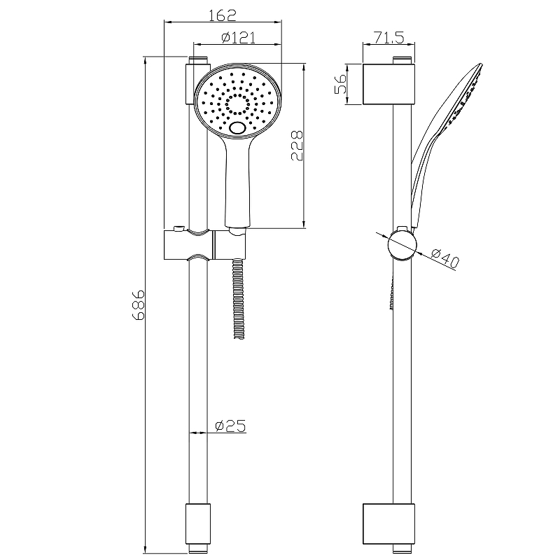 Душевой гарнитур Rossinka AC-26 Хром от магазина ЛесКонПром.ру