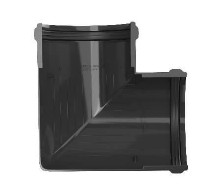 Угол желоба ТЕХНОНИКОЛЬ ПВХ 125/82, 90°, черный от магазина ЛесКонПром.ру