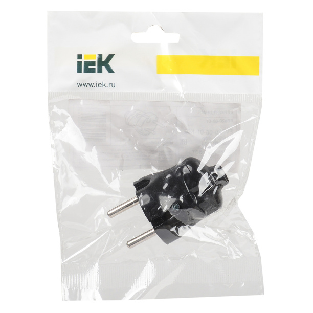 Вилка без заземления ИЭК черная от магазина ЛесКонПром.ру