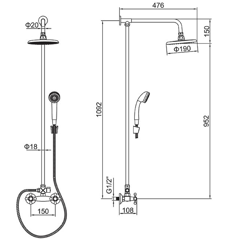 Душевая система Accoona A8176-1 Хром от магазина ЛесКонПром.ру